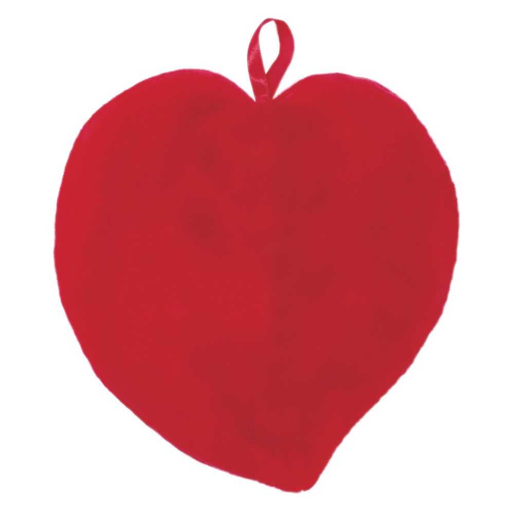 Wärmflasche Herzform 1,7 Liter mit weichem, roten Stoffbezug und Aufhängeschlaufe, perfekt für Valentinstag oder Muttertag.
