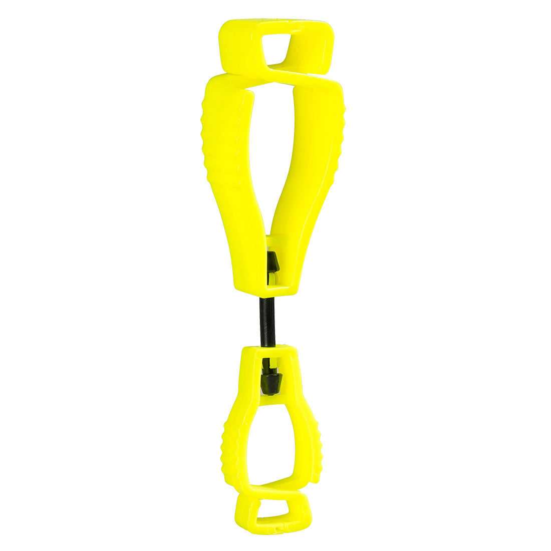 Handschuhclip A002 in Gelb mit Sicherheits-Bruchkante, 20cm Länge, metallfrei und robust für PSA bis 6kg Tragkraft.