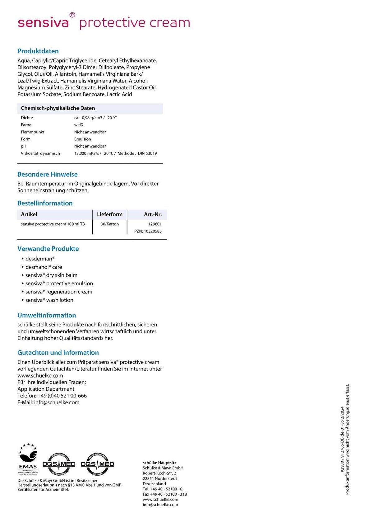 Die Sensiva Hautschutzcreme stärkt die Hautbarriere und schützt vor Feuchtarbeiten. Dermatologisch geprüft, farbstoff- und parfümfrei. Ideal für leichten Einsatz.