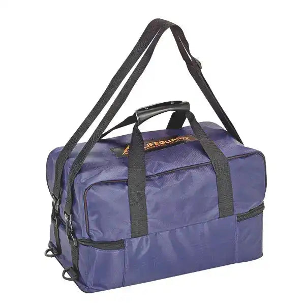 Notfalltasche LifeBOX Rettungstasche aus robustem Nylongewebe in Blau mit stabilen Tragegriffen, ideal für den Erste-Hilfe-Einsatz.