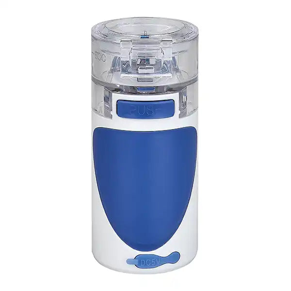 Rückansicht des Ultraschall Inhalationsgerät Mini mit ergonomischem Griff – tragbares Design für einfache Handhabung unterwegs.