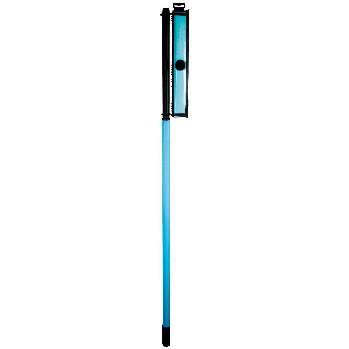Gummi-Besen mit Teleskopstiel Hex-Hex Besen in Blau, ideal für effektive Staub- und Schmutzentfernung. Flexibler Stiel für einfache Handhabung.