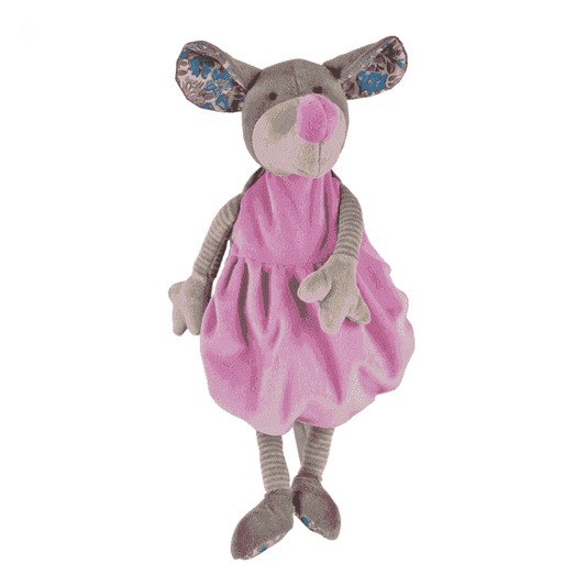 Wärmflasche 0,8 Liter Plüschtier - Maus Tiffy in rosa Kleid als kuscheliger Begleiter für Kinder. Ideal für Wärmebehandlungen und gemütliche Momente.