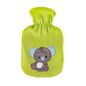 Wärmflasche mit Flauschbezug - Wärmflasche 0,8 L mit Gummi in Grün mit Koala-Applikation. Kinderfreundliches Design für kalte Tage.