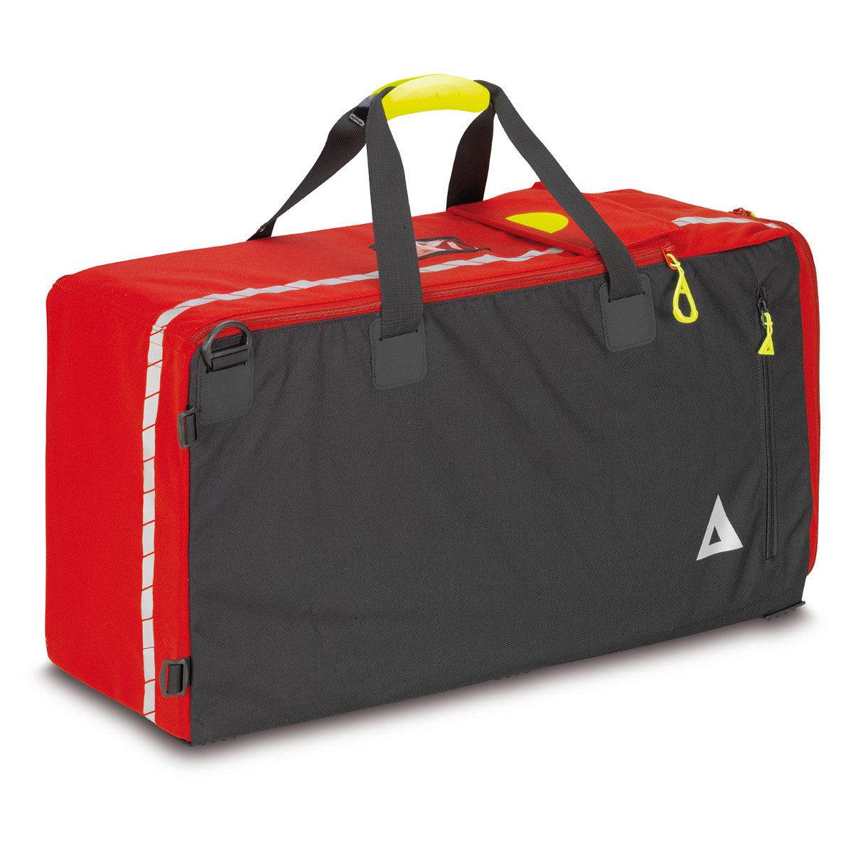 Rückseite der Bekleidungstasche PAX L in Rot und Schwarz mit robustem Reißverschluss, zeigt funktionales Design für den täglichen Einsatz.