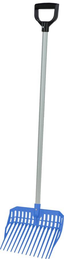 Dunggabel EcoFork Mini in Blau mit Stiel, perfekt für Kinder zum Ausmisten im Stall. Leicht, stabil und ergonomisch für einfache Handhabung.