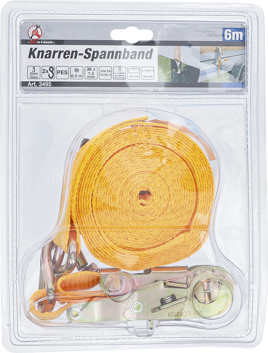 Knarren-Spannband / Zurrgurt 6 m x 38 mm