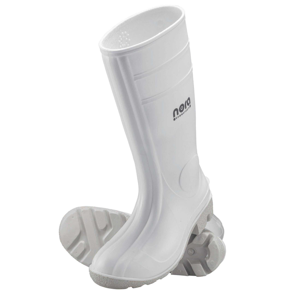 Sicherheitsstiefel - Gummistiefel NORA Weiss S5 mit rutschfester Sohle und robustem Design für den Einsatz in Industrie und Lebensmittelbereich.
