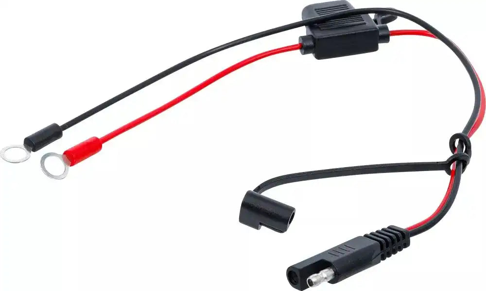 Flachsicherung Batteriepolklemmen für 63506 mit Ringösen und Schutzabdeckung. Passend für 6/12V Ladegeräte in der Kategorie Batteriezubehör.