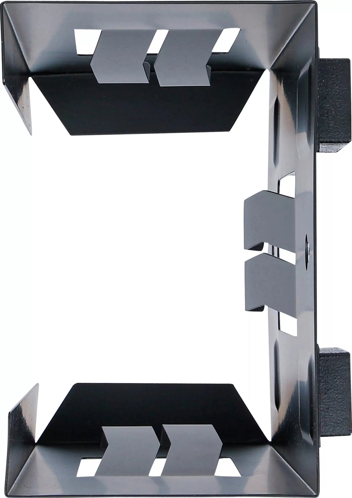 Obere Ansicht des magnetischen Handschuhhalters mit flexiblen Halteklammern für sicheren Halt von Boxen in industriellen Umgebungen.