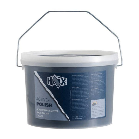 HAIX Schuhcreme schwarz 2,5 kg Eimer für professionelle Schuhpflege, ideal für HAIX Schuhe, im robusten Kunststoffbehälter mit Tragegriff.