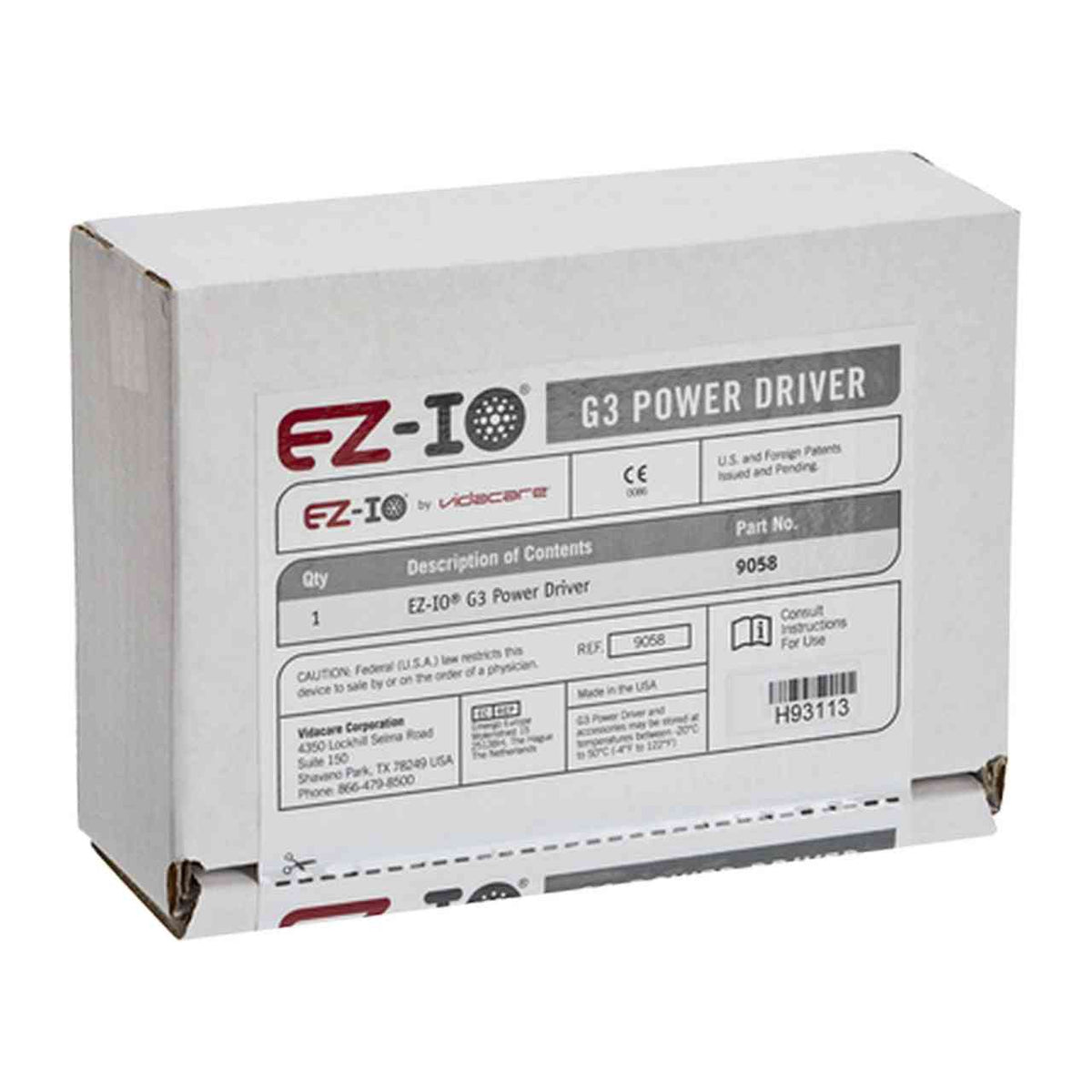 Verpackung des EZ-IO® Arrow G3 Power Driver – medizinisches Gerät für intraossäre Injektionen, geeignet für Notfallmedizin und klinischen Einsatz.