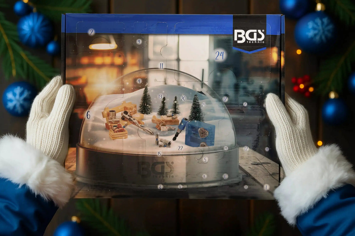 Adventskalender Werkzeug- BGS – Langlebige Werkzeuge mit winterlichem Design, ideal als Geschenk für Heimwerker in der Adventszeit.