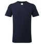 Vorderansicht des navyblauen T-Shirts mit V-Ausschnitt – Slim Fit, strapazierfähig & ideal für personalisierte Sports Fan Accessoires.