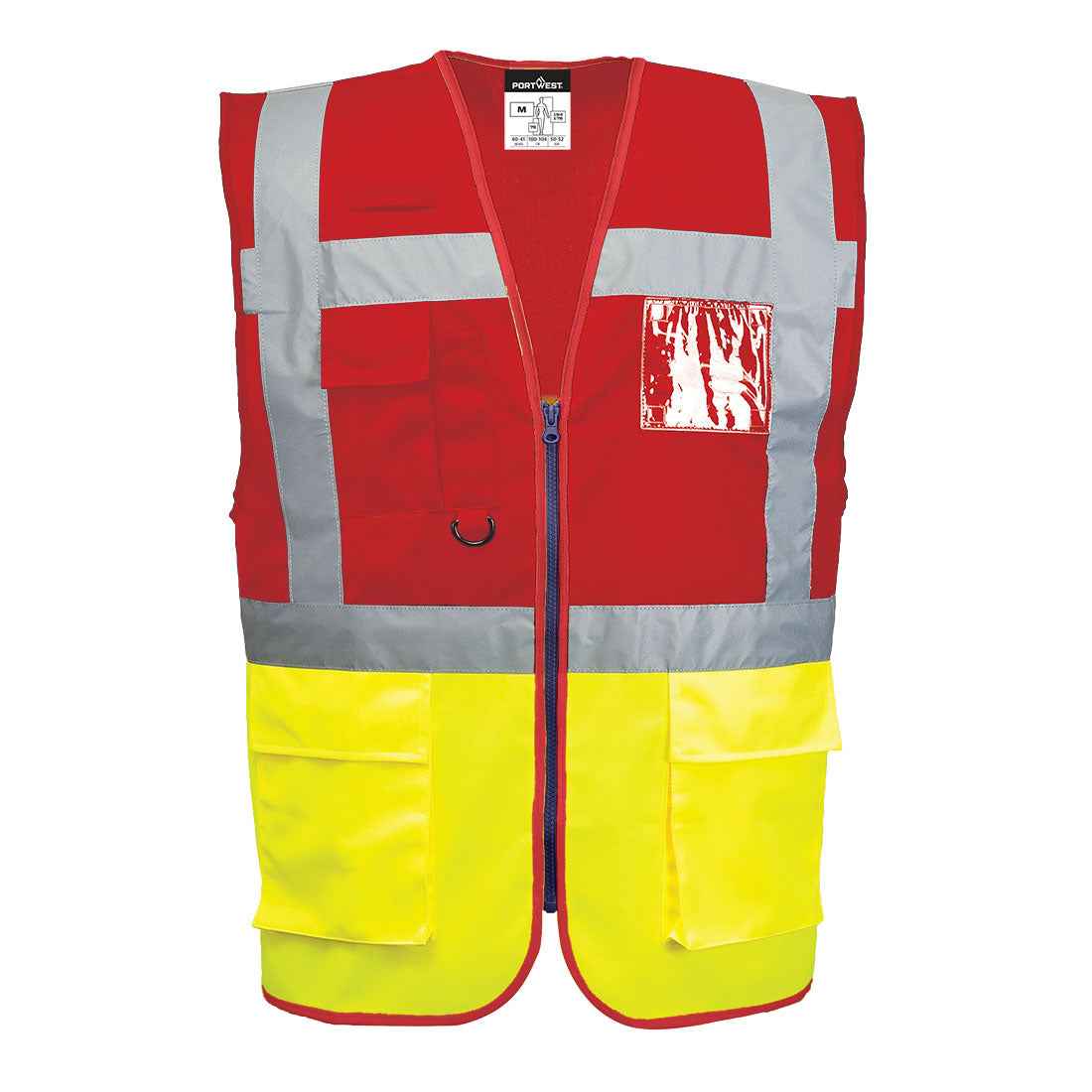 Gelbe Warnweste mit Reflexstreifen, 7 Taschen, EN ISO 20471, Portwest