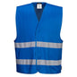 Iona Weste F474 - Portwest Sicherheitsweste hohe Sichtbarkeit in Blau mit Klettverschluss und Reflexstreifen, perfekt für Arbeitskleidung.