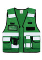 Grüne Tactical Vest Bonn mit Reflexstreifen und vielseitigen Taschen, ideal für Sicherheits- und Logistikpersonal.