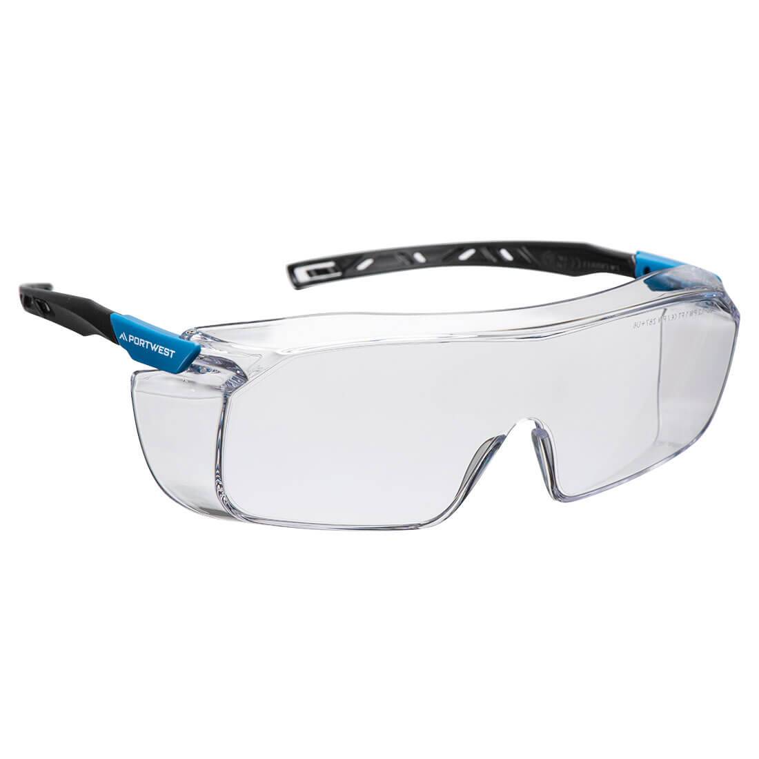 Klarer Schutzbrillenrahmen der Top OTG PS31 Portwest kaufen – Überbrille mit zweifarbigen Bügeln, EN 166 zertifiziert für optimalen Augenschutz.