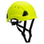 Endurance Kletterhelm PS53 in Neon-Gelb für Bergsteiger Sicherheit, zertifizierter Schutzhelm für industrielle Klettereinsätze und Arbeitsschutz.