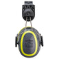 Kapselgehörschutz PW76 Clip-On in Grau/Gelb mit SNR 25 dB, kompatibel mit Portwest-Helmen. Ideal für Baustellen und Industrieeinsätze.