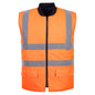 Warnweste-Wendeweste S469 in Orange mit reflektierenden Streifen, ideal für Sichtbarkeit und Wärme bei Outdoor-Arbeiten. Jetzt kaufen!