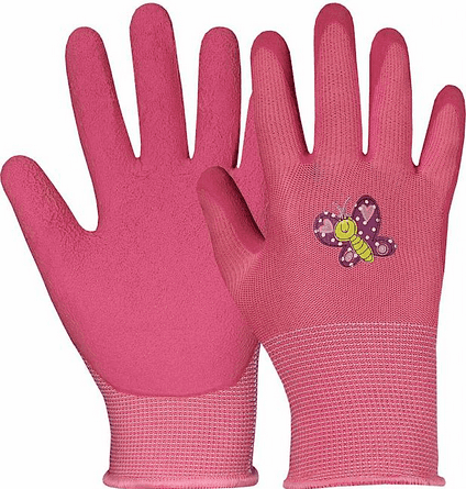 Kinderhandschuh rosa pink mit Schmetterlingsmotiv