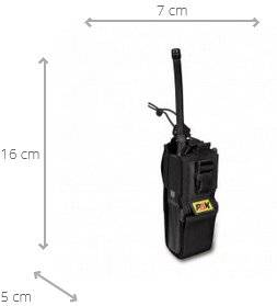 Funkgeräteholster PAX Universal in Schwarz mit Maßen 16x7x5 cm, ideal für den sicheren Transport von Funkgeräten im Outdoor-Bereich. Robustes Holster für Angler und Outdoor-Enthusiasten, kompatibel mit verschiedenen Funkgerätegrößen.