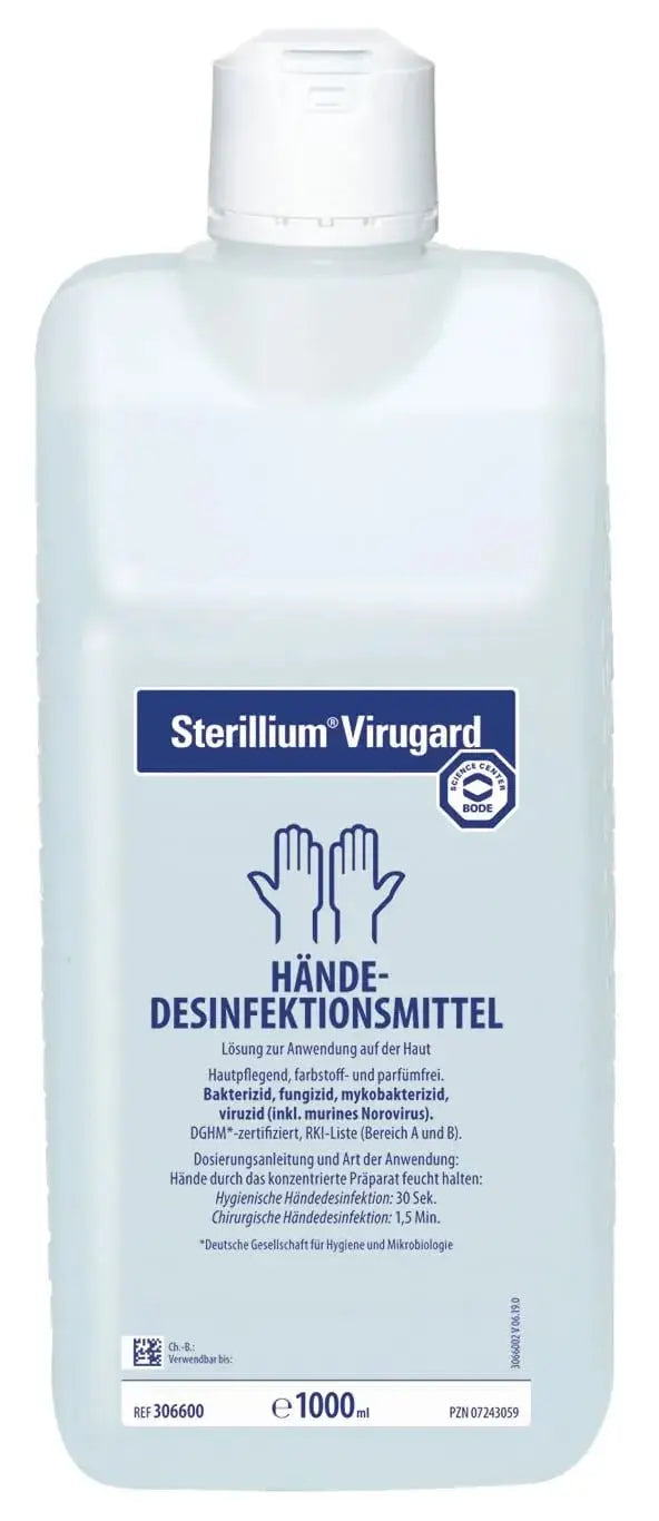 Sterillium® Virugard® Händedesinfektion 1000ml Flasche. Hochwirksames Desinfektionsmittel für medizinische Einrichtungen und Hygienebereiche.