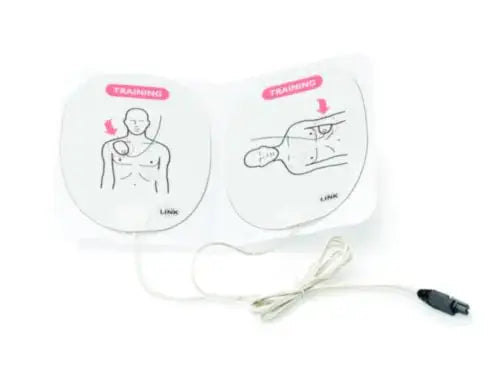 Laerdal Shocklink AED-Trainingspads mit Kabelverbindung für Erste Hilfe Ausbildung. Wiederverwendbare Elektroden für über 50 Anwendungen.