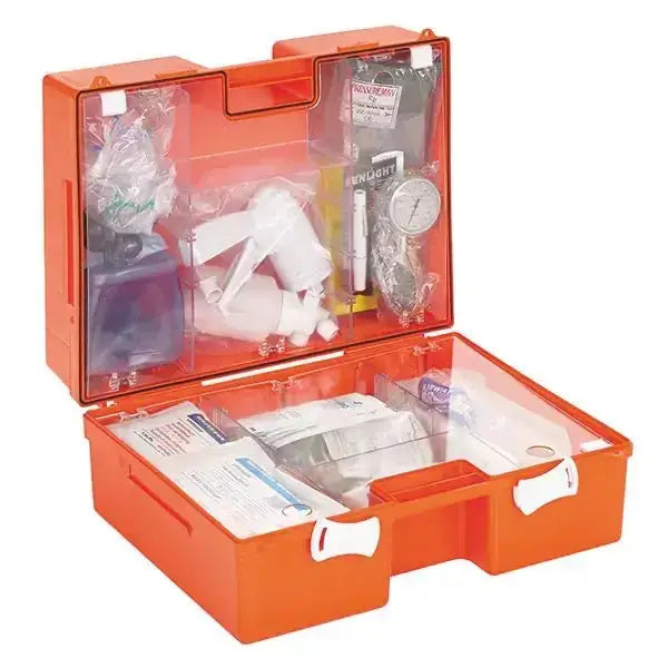 Notfallkoffer Lifebox Pflege - DIN 13157C für Pflegeheime, gefüllt mit Erste-Hilfe-Zubehör für Absaugung, Beatmung und Diagnostik.