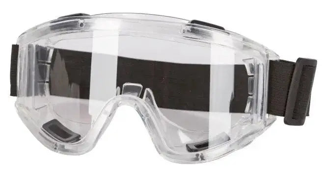 Panorama Schutzbrille Kerbl mit PVC-Fassung und klarem Polykarbonat-Visier, 180° Sichtfeld, EN166 Klasse B, ideal für Arbeitsschutz.