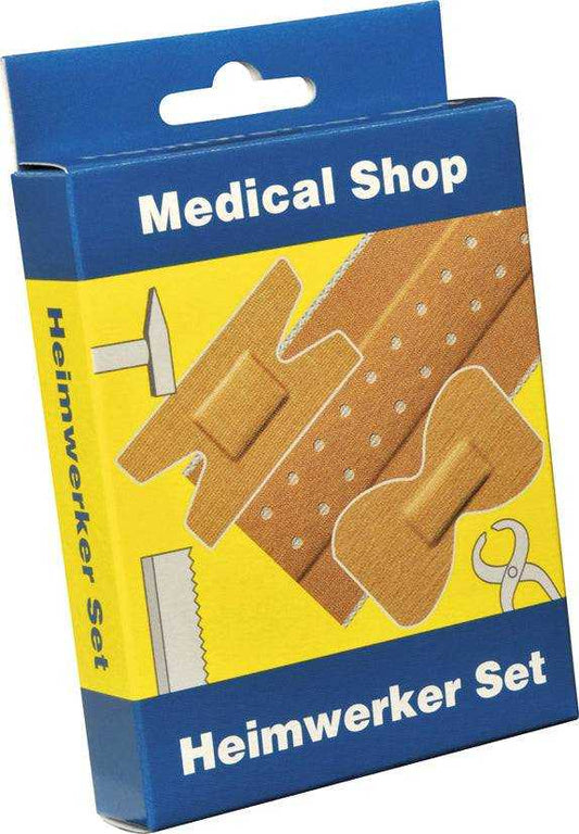Pflasterset Heimwerker - 11-teilig für Verletzungen mit verschiedenen Pflasterformen in bunter Verpackung, ideal für Heimwerkerbedarf.