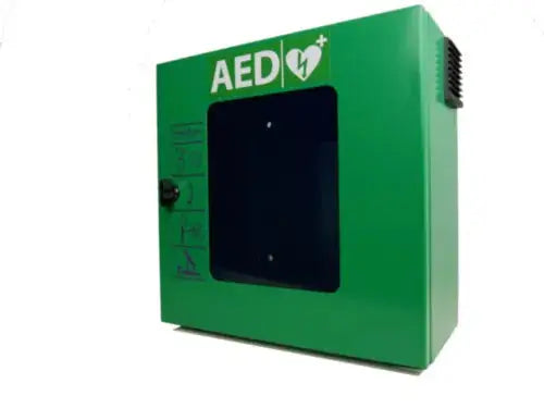 Erleben Sie das Sixcase Smartcase SC1230 (Grün) mit Heiz- und Kühlfunktion, LED-Beleuchtung und spritzwassergeschütztem Design für optimale AED-Sicherheit.
