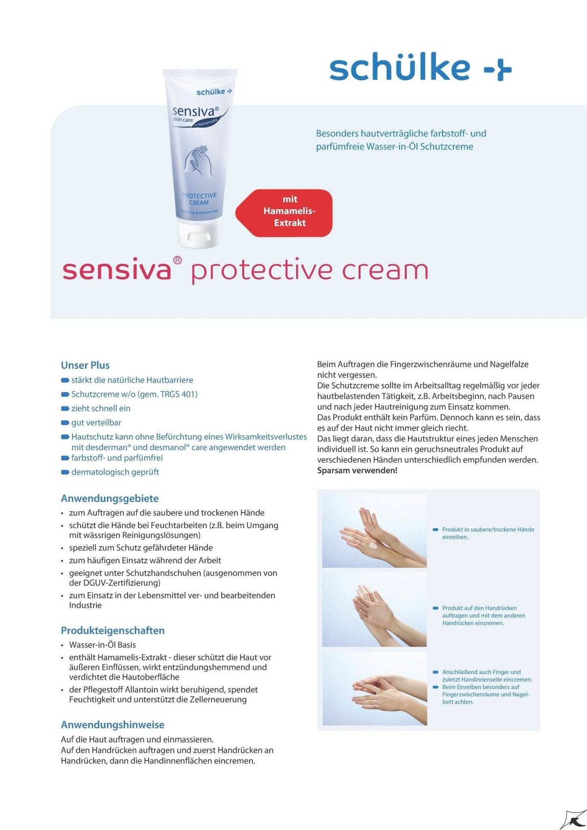 Die Sensiva Hautschutzcreme stärkt die Hautbarriere und schützt vor Feuchtarbeiten. Dermatologisch geprüft, farbstoff- und parfümfrei. Ideal für leichten Einsatz.