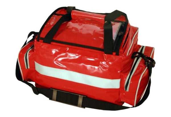 Rückseite der Notfalltasche San mit Schultergurt und reflektierenden Details – praktische Tasche für den Notfalleinsatz.