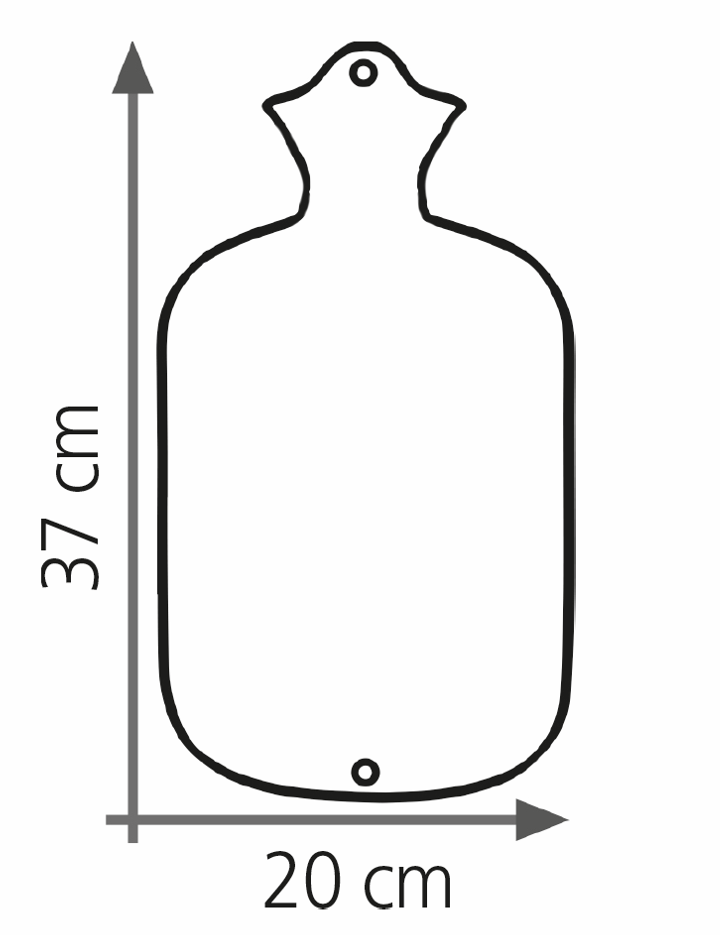 Wärmflasche Gummi 2,0L, Maße 37x20cm, in Schwarz, für Wärme- und Kälteanwendungen, in Kategorie Heizdecken